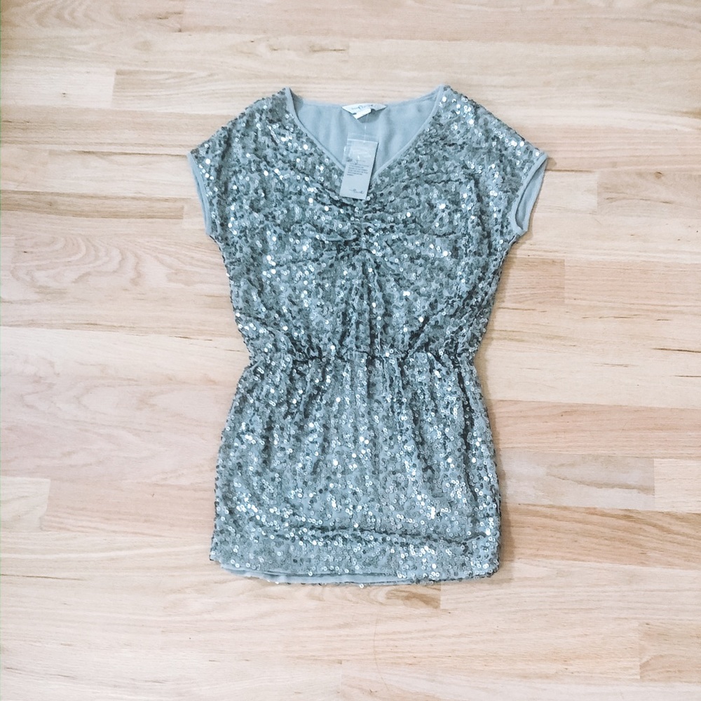 Sequined Silver Cocktail Dress